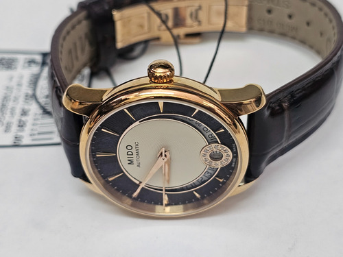 Reloj Mido Dama Automático Impecable Café Dorado Cafe Con Beige (Usado)