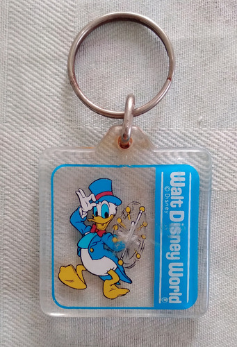 Llavero Antiguo Pato Donald Disney World Acrílico Azul (Usado)