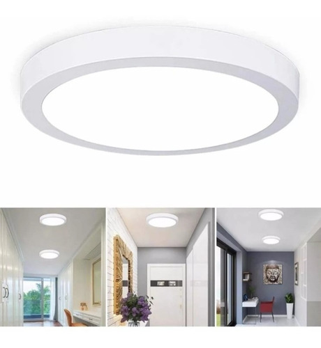 Foco Panel Plafón Led 24w Sobrepuesto Redondo Luz Fría Blanc