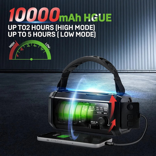 Emergency Radio 10000mah ,solar Hand Crank Radio With Am/fm
