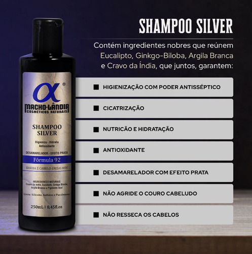 Kit Grisalho Shampoo+condicionador, Macholândia-250ml