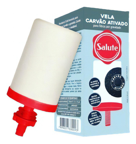 Vela P/filtros De Barro - Carvão Ativado Salute - 2 Unidades Cor Branco