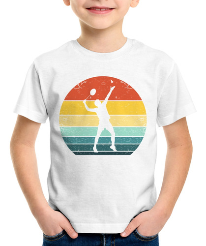 Camiseta Infantil Badminton Retro Tennis Tenista