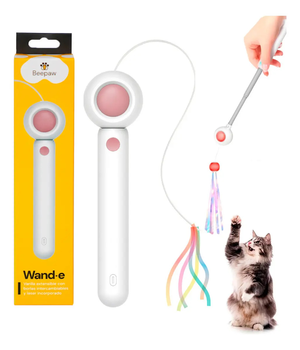 Juguete Para Gatos Beepaw Wand-e Vara Telescopica Con Laser Color Rosa
