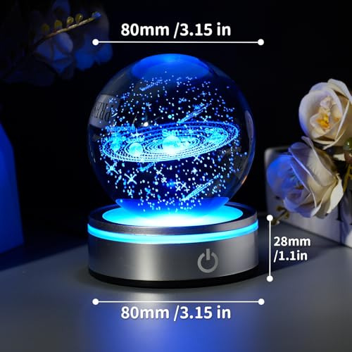 Sistema Solar En 3d Bola De Cristal Luz Nocturna Con Ilumina