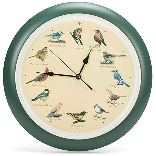 Reloj   De Pájaros Cantores, 13 Pulgadas (verde)