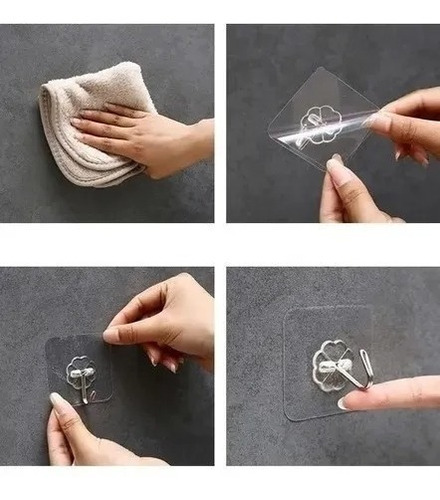 Pack 10 Unidades Gancho Para Pared / Metálico Con Adhesivo