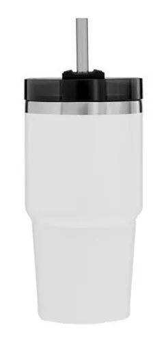 VASO TERMICO SIMIL STANLEY BLANCO CON BOMBILLA METAL Y PICO 560ML