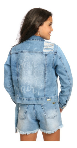 jaqueta jeans feminina infanto juvenil