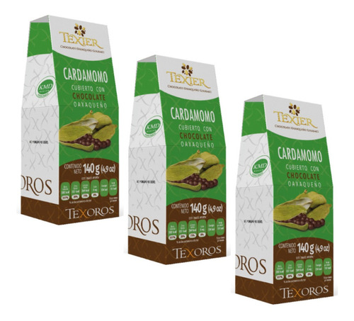 3 Chocolates De Oaxaca Cubierto Con Cardamomo Texier 140g