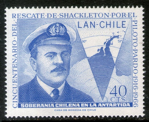 Imagen 1 de 1 de Chile Sello Aéreo Mint Rescate En La Antártida Año 1967 
