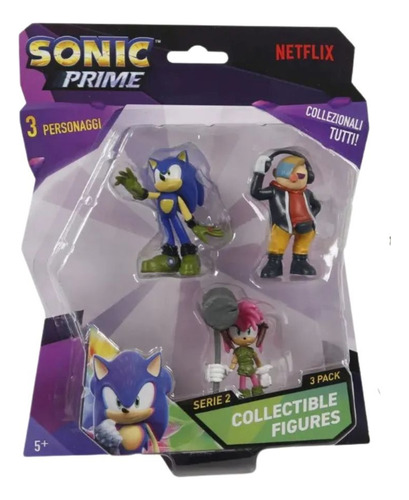 Kit Com 3 Bonecos Sonic Prime Colecionáveis Netflix Sortidos