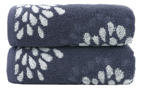 Juego 2 Toallas Mano Flores Hortensias 100% Algodón Absorb