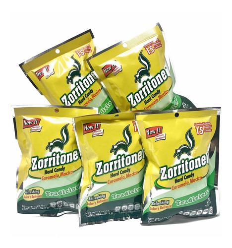 Imagen 1 de 4 de (5 Bolsas) Caramelo Zorritone (cada Bolsa Con 15 Caramelos)