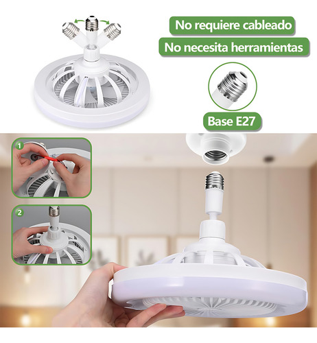 Ventilador De Techo Con Luz Foco Lampara Giratorio Con 5 Palas 26cm De Diámetro Control Remoto Con Pastilla De Fragancia