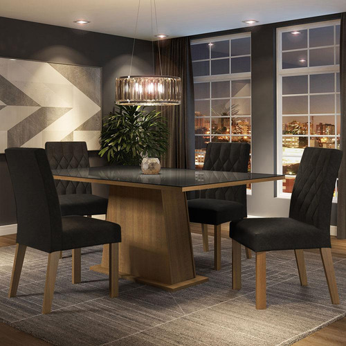 Juego De Comedor Mesa Vidrio Y 4 Sillas Madesa Oxford Mn 06
