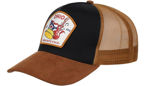 Local Crowns Ohio Heather Leather State Patch Curved Trucker