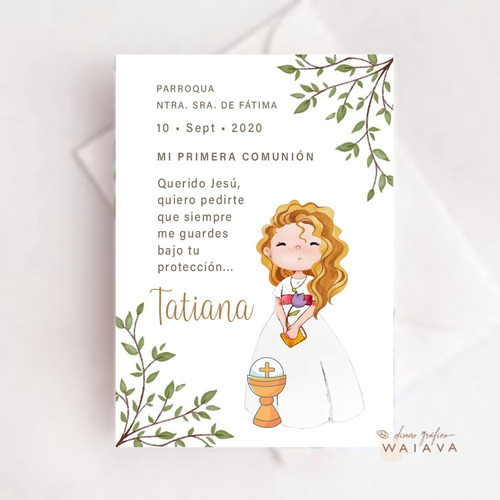 Imagen 4 de 10 de Estampas Primera Comunión Tarjetas Nenas X 4u