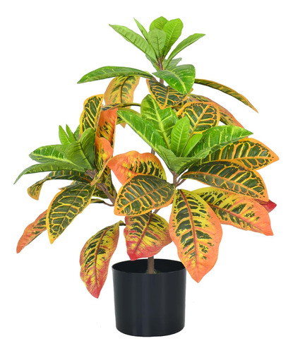 Planta Falsa Croton Artificial, 23.6 Pulgadas De Alto Con Ho