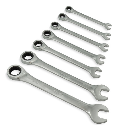 Set 7 Kit Llaves Fijas Combinadas Con Crique 8 A 19mm Bremen