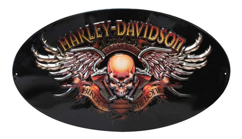  Harley Davidson Biker To The Bone En Relieve Cartel De...