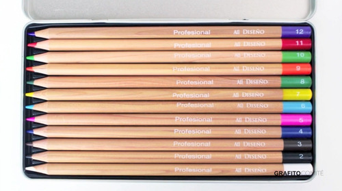 Colores De Madera 12 Lápices Profesionales Diseño Arte