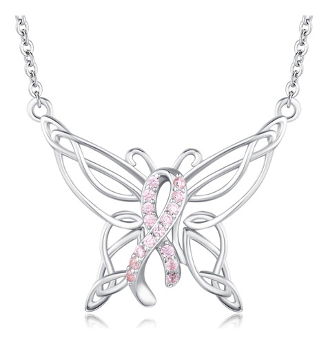 Collar De Mariposa De Concientización Sobre El Cáncer De Fre