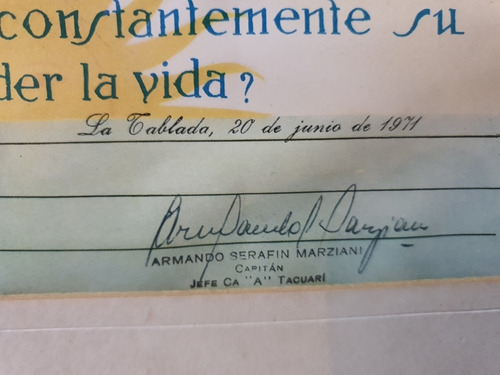Antiguo Diploma Del Ejercito Juramento A La Bandera-050 (Usado)