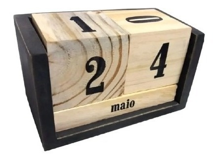 Imagem 7 de 7 de Calendário Permanente Cubos Madeira Pinus Mesa Decorativo