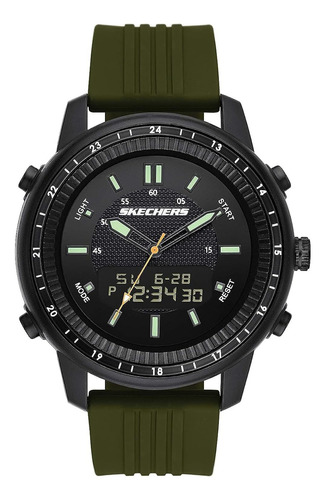 Reloj Skechers Sr5155 Men's Quartz Ligero Analógico Digita Color De La Correa Negro Color Del Bisel Bisel Función E Color Del Fondo Negro