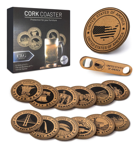 Posavasos De Corcho Para Bebidas Absorbentes - Juego De 14 P