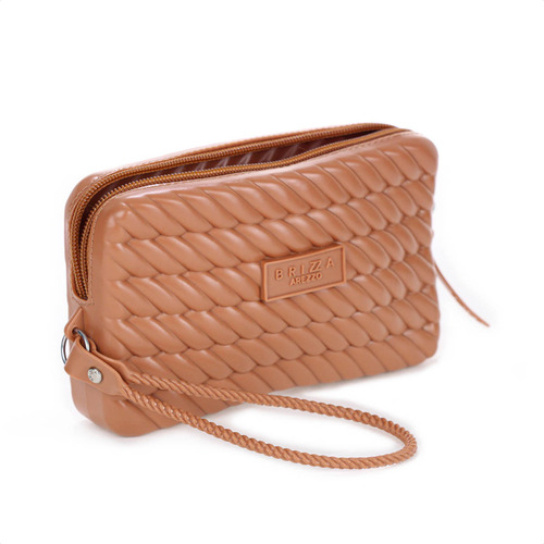 Bolsa Clutch Brizza Arezzo Pequena Feminina Compacta Moderna Cor Nude