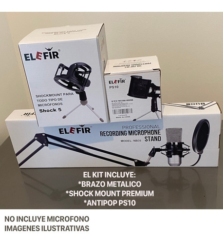 Imagen 10 de 10 de Soporte Para Micrófono Brazo + Filtro Antipop + Shockmount P