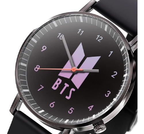 Reloj Analógico De Cuarzo Logo Bts Color Negro