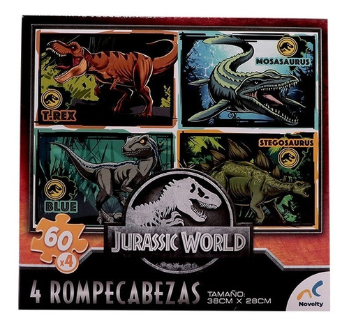 Rompecabezas Jurassic World 4 En 1  De 60 Pzas Cada Uno