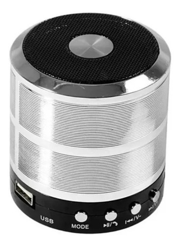 Caixinha Som Bluetooth Portátil Speaker Para Presente Ws887 Cor Prateado Voltagem 110v