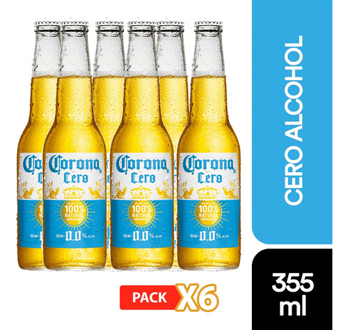 Pack 6 Cerveza Rubia Corona Sin Alcohol Botella De 330cc