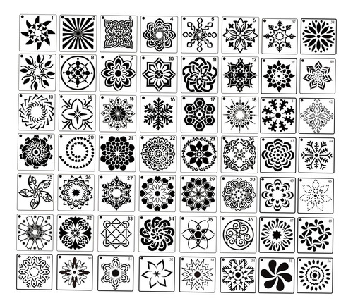 56x Plantillas De Pintura De Plantilla De Punto De Mandala