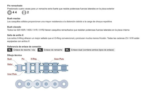 Imagen 5 de 9 de Cadena Jt 520x1r2/x1r3 Xring Nn 118 Dl Silver Beitia Motos