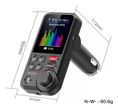 Cargador Adaptador De Transmisor Inalámbrico Bluetooth Fm Pa