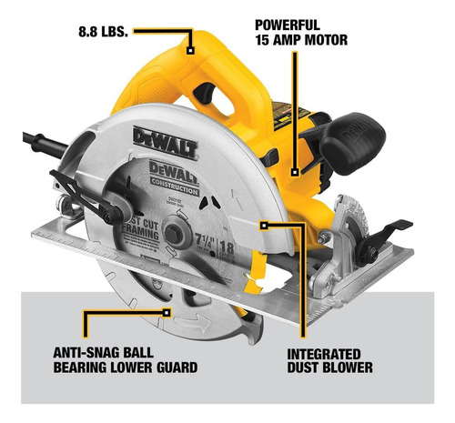 Sierra Circular Dewalt De 7-1/4 Pulgadas, Ligera, Con Cab...
