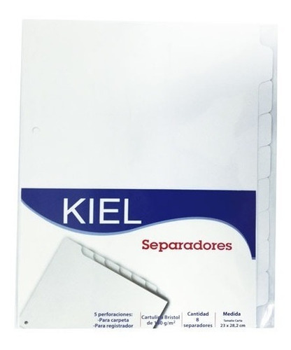 (3 Sets) Separadores Materias 8 Div  Blanco Cartulina 200gr 