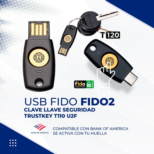Imagen 1 de 1 de Usb Fido Fido2 Clave Llave Seguridad Trustkey T110 U2f Rpn