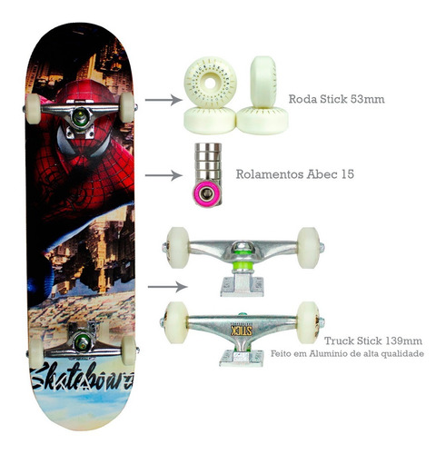 Imagem 2 de 7 de Skate Profissional Completo Skat Montado Skates De Qualidade