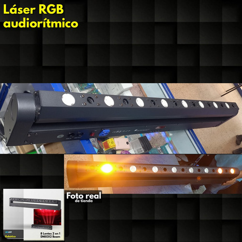 Laser Rgb Audioritmico 8 Lentes 2 En 1 Robotica Beam Dmx512