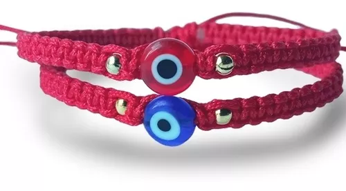 Pulseras Para parejas, enamorados, novios, esposos 2 pulseras ojo turco 1mm  hilo