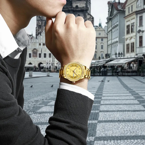 Reloj De Cuarzo Con Banda De Acero De Moda For Hombre