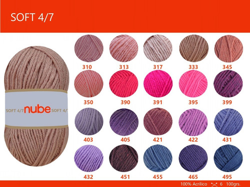 Imagen 3 de 7 de Hilado Nube Soft 4/7 X 1 Ovillo - 100 Grs. Por Color