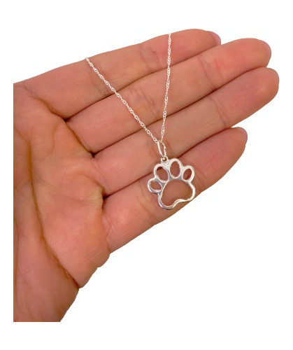 Collar Con Dije Huella Animal Gato Perro Plata 925 Regalo