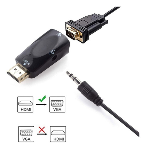 Adaptador Hdmi A Vga Entrada Hdmi Macho Adaptador Hdmi A Aud